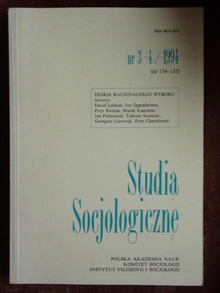 Studia Socjologiczne, nr. 3-4/1994