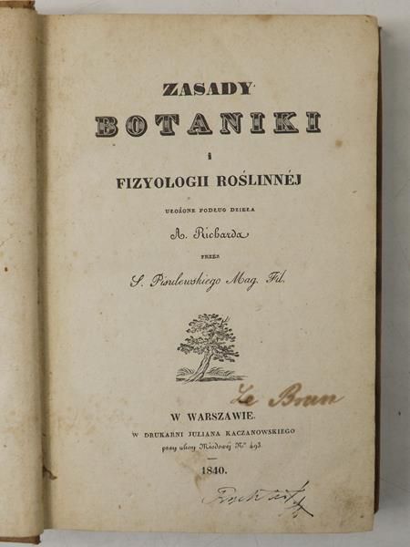 Zasady botaniki i fizyologii roślinnej, 1840 r.