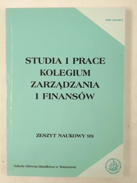 Studia i prace kolegium zarządzania i finansów