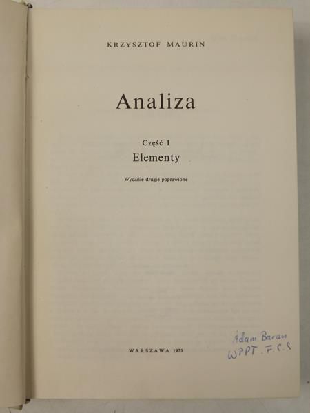 Maurin Krzysztof  - Analiza, cz. I: Elementy