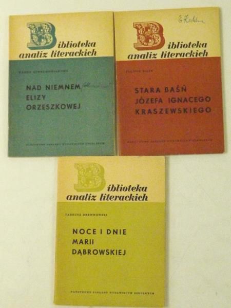 Stara baśń Józefa Ignacego Kraszewskiego  Noce i dnie Marii Dąbrowskiej  Nad Niemnem Elizy Orzeszkowej