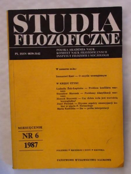 STUDIA FILOZOFICZNE NR 6 1987 Miesięcznik