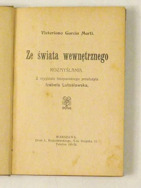 Ze świata wewnętrznego. Rozmyślania, 1912 r.