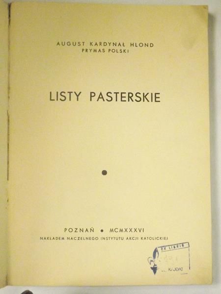 Hlond August - Listy pasterskie, 1936 r.