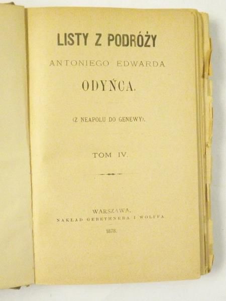Listy z podróży. Z Neapolu do Genewy, T. IV, 1878 r.