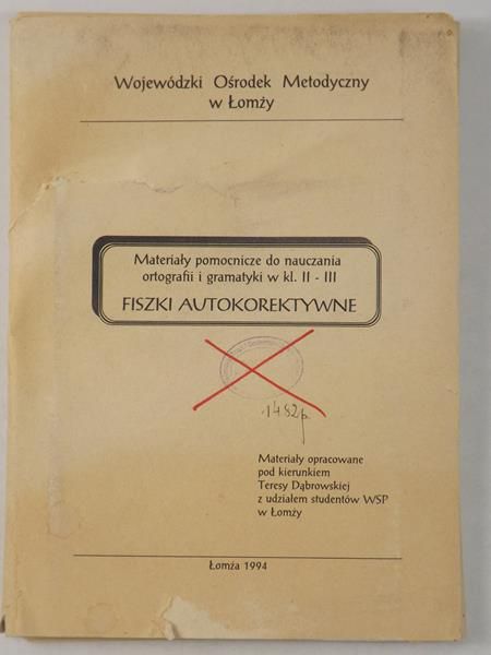 Materiały pomocnicze do nauczania ortografii i gramatyki w kl. II-III. Fiszki autokorektywne