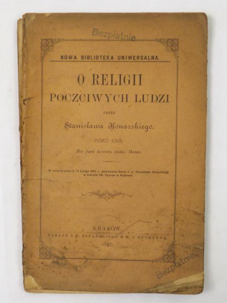 O religii poczciwych ludzi, 1887 r.