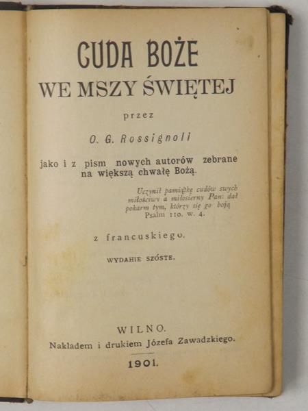 Cuda Boże we Mszy Świętej, 1901 r.