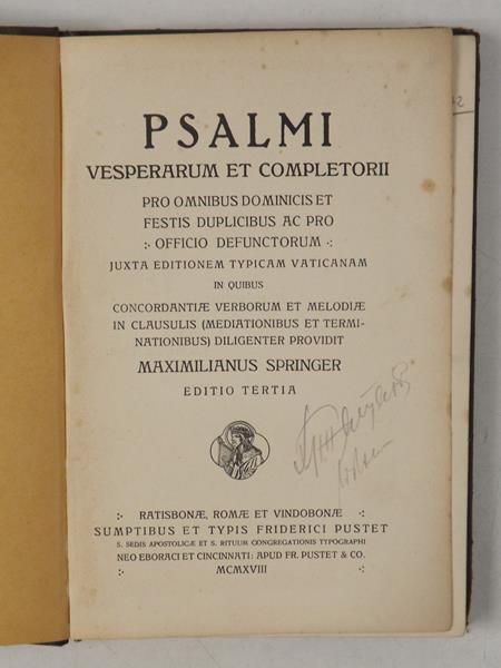 Psalmi Vesperarum Et Completorii, 1918 r.