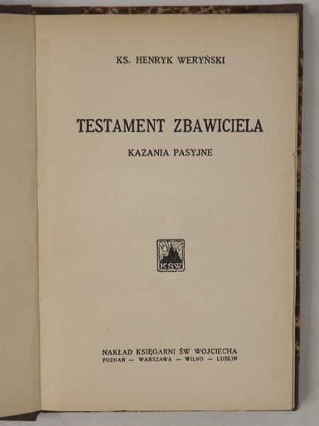 Testament Zbawiciela, 1928 r.