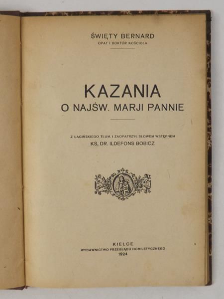 Ildefons - Kazania o Najśw. Marji Pannie, 1924 r.