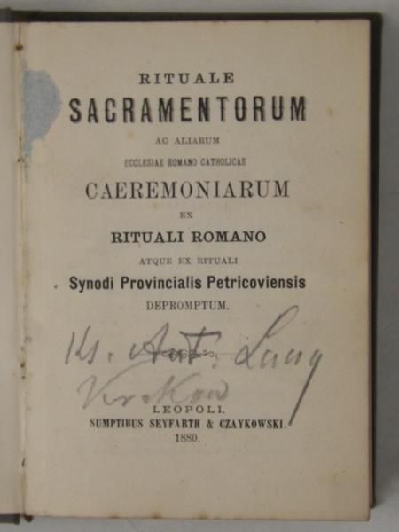 Rituale sacramentorum ac aliarum ecclesiae caeremoniarum, 1880 r.