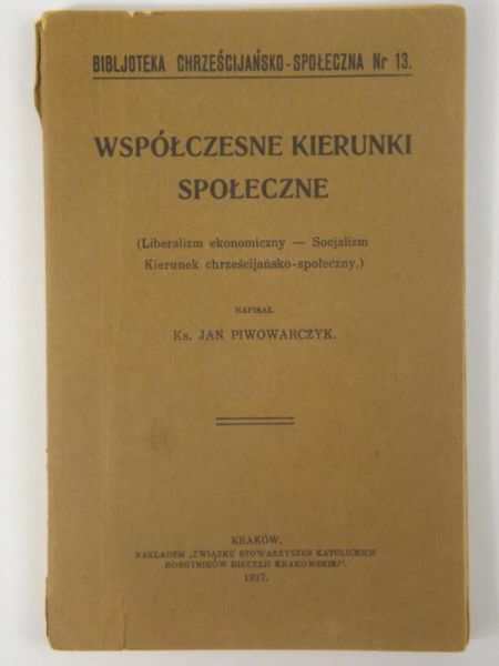 Współczesne kierunki społeczne, 1927 r.
