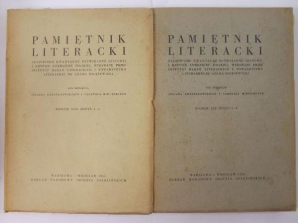 Pamiętnik literacki, Rocznik XLII, Zeszyt 3-4 / Rocznik XLI, Zeszyt 3-4, 1950 r.