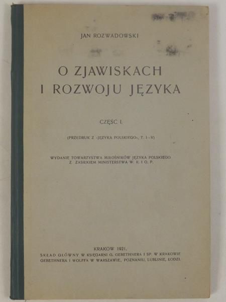 O zjawiskach i rozwoju języka, 1921 r.