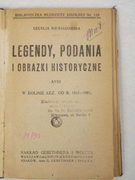 Legendy, podania i obrazki historyczne, 1920 r.