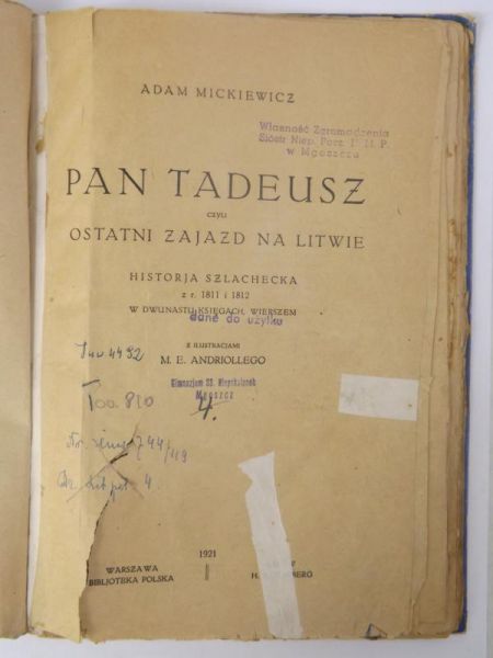 Mickiewicz Adam - Pan Tadeusz, 1921 r.