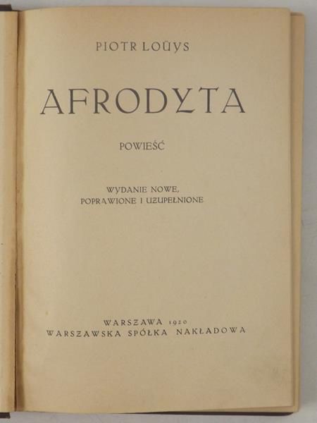 Louys Piotr - Afrodyta, 1920 r.