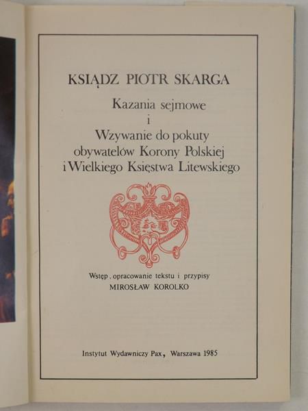 Kazania sejmowe i wzywania  do pokuty