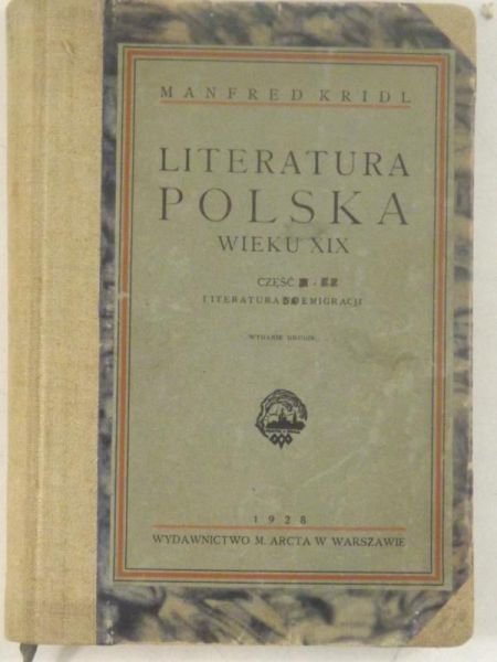 Kridl Manfred - Literatura Polska wieku XIX, 1929 r.