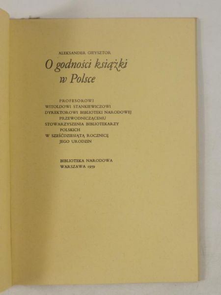 O godności książki w Polsce, BN