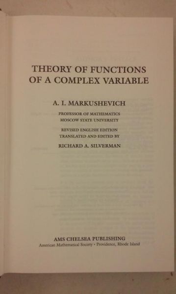Theory of Functions of a Complex Variable