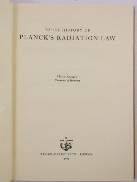Early History of Planck's Radiation Law