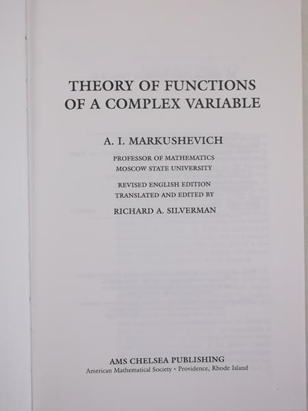 Theory of Functions of a Complex Variable