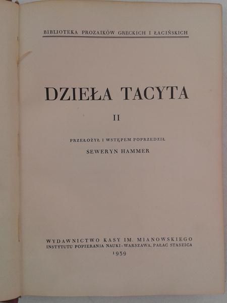 Hammer Seweryn (tl.) - Dzieła Tacyta, Tom II, 1939 r.