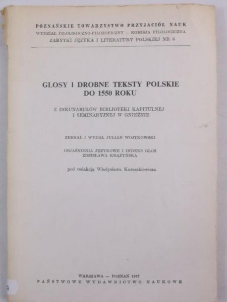 Głosy i drobne teksty polskie do 1550 roku