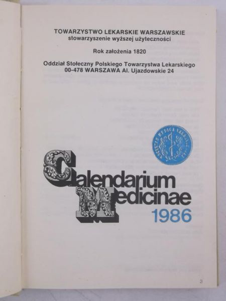 Calendarium medicinae 1986