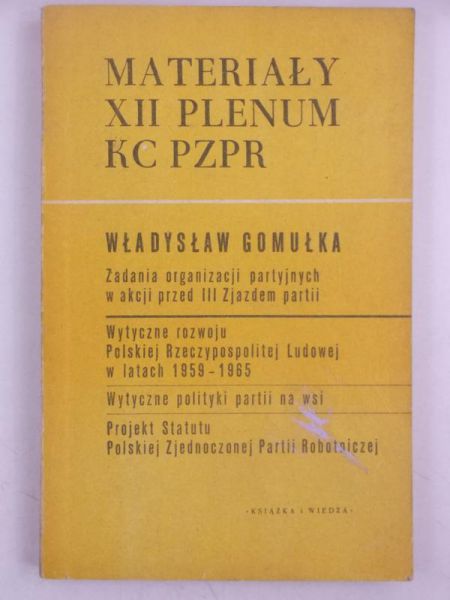 Materały XII Plenum KC PZPR