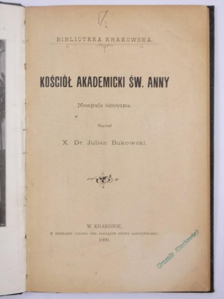 Kościół akademicki św. Anny, 1900 r.