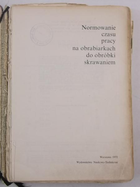 Normowanie czasu pracy na obrabiarkach do obróbki skrawaniem