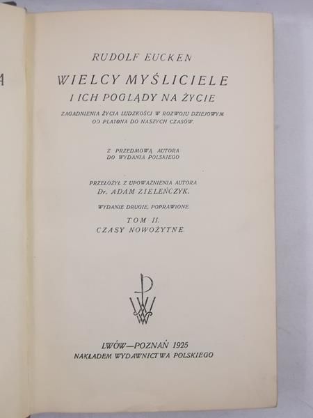 Lam Stanisław (red.) - Wielcy myśliciele i ich poglądy na życie, Tom II, 1925 r.