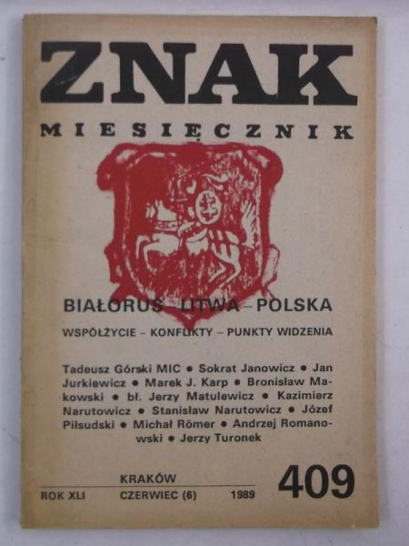 Janowicz Sokrat (red.) - Znak. Miesięcznik. Rok XLI, nr 409 (6), czerwiec 1989