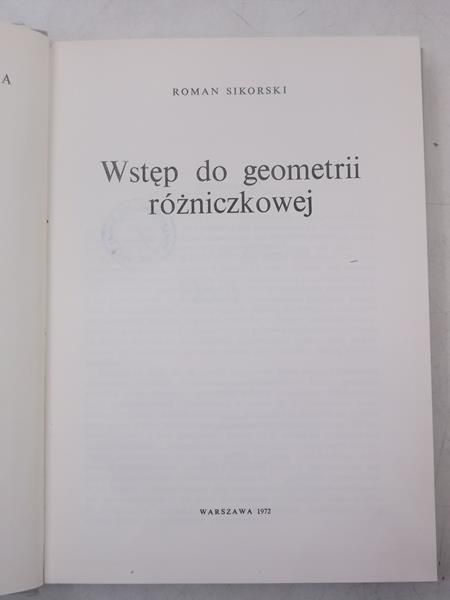 Sikorski Roman - Wstęp do geometrii różniczkowej