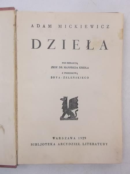 Mickiewicz Adam - Dzieła, 1929 r.