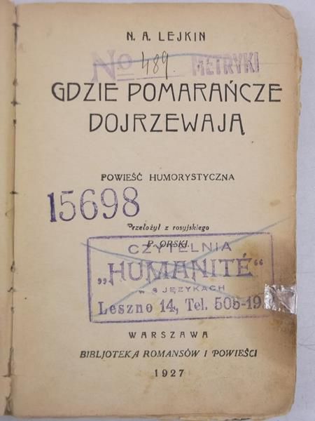 Gdzie pomarańcze dojrzewają, 1927 r.