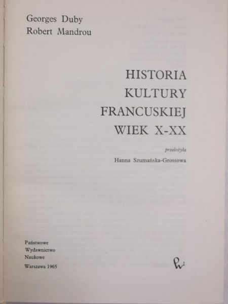 Historia kultury francuskiej wiek X-XX