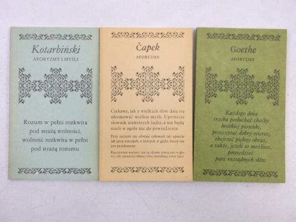 Capek, Kotarbiński, Goethe - Aforyzmy / Myśli