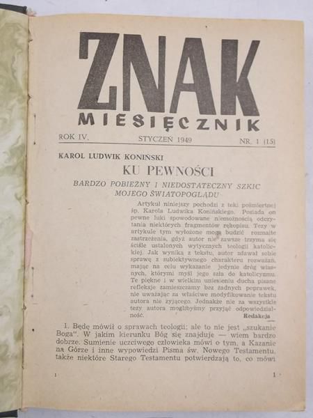 Znak - miesięcznik, nr 1-7, 1949 r.