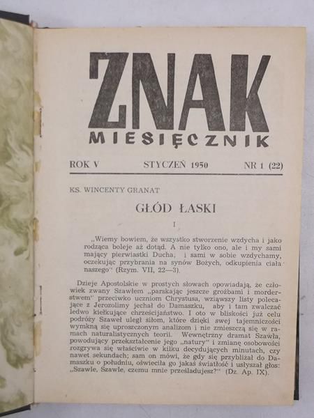 Znak, miesięcznik, nr 1-5, 1950 r.