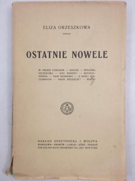 Ostatnie nowele, 1921 r.