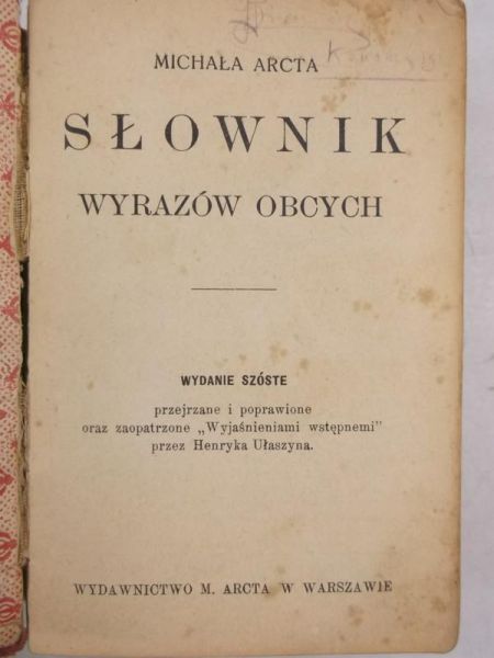 Arct  - Słownik wyrazów obcych, 1913r.