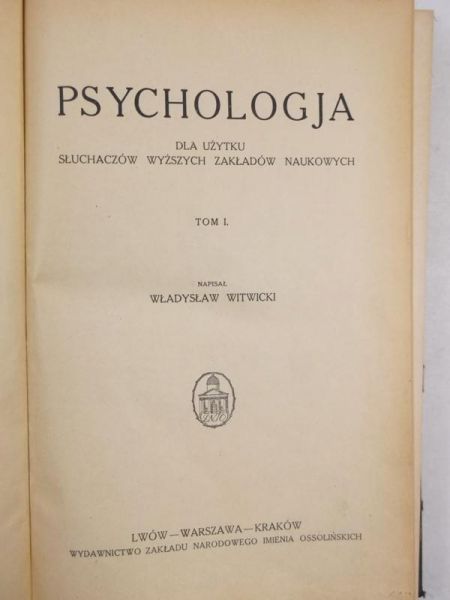 Psychologja, Tom I, 1925 r.