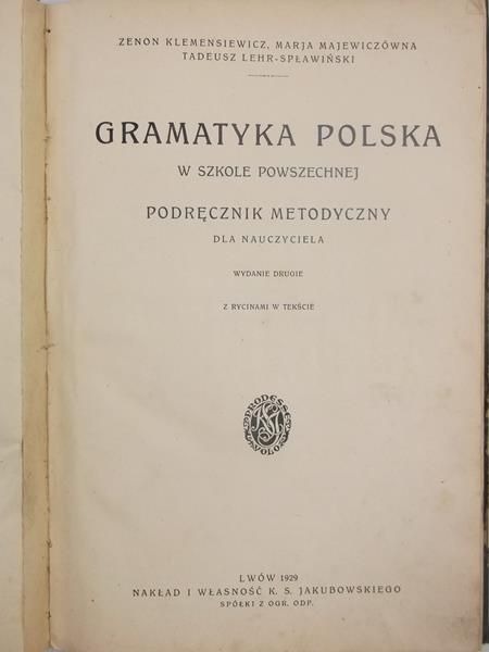 Gramatyka Polska w szkole powszechnej, 1929 r.