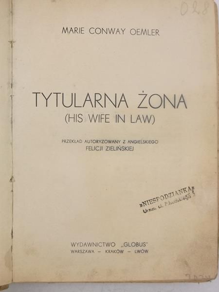 Tytularna żona, 1925 r.