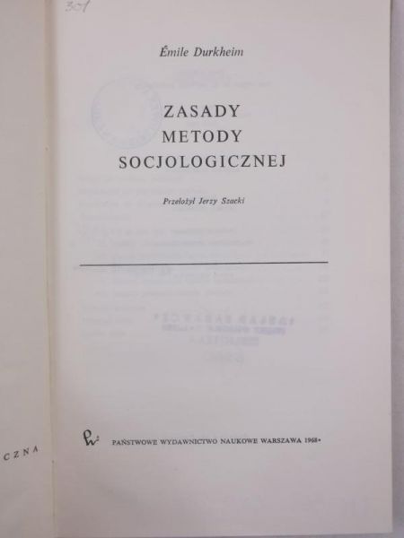 Durkheim Emile - Zasady metody socjologistycznej, BS