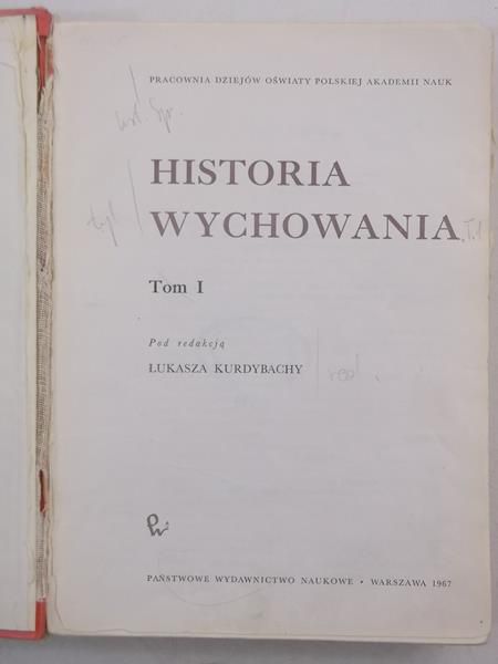 Historia wychowania, tom I